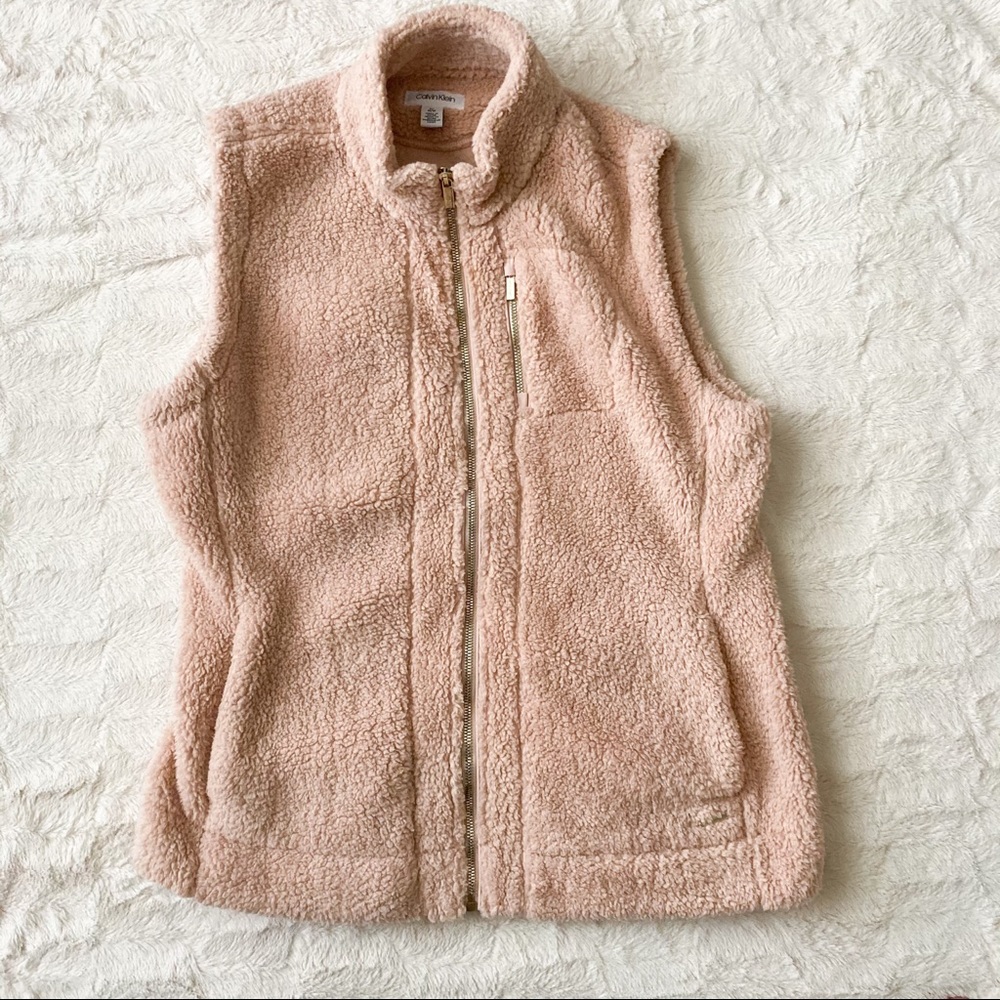 Calvin Klein pink Sherpa vest